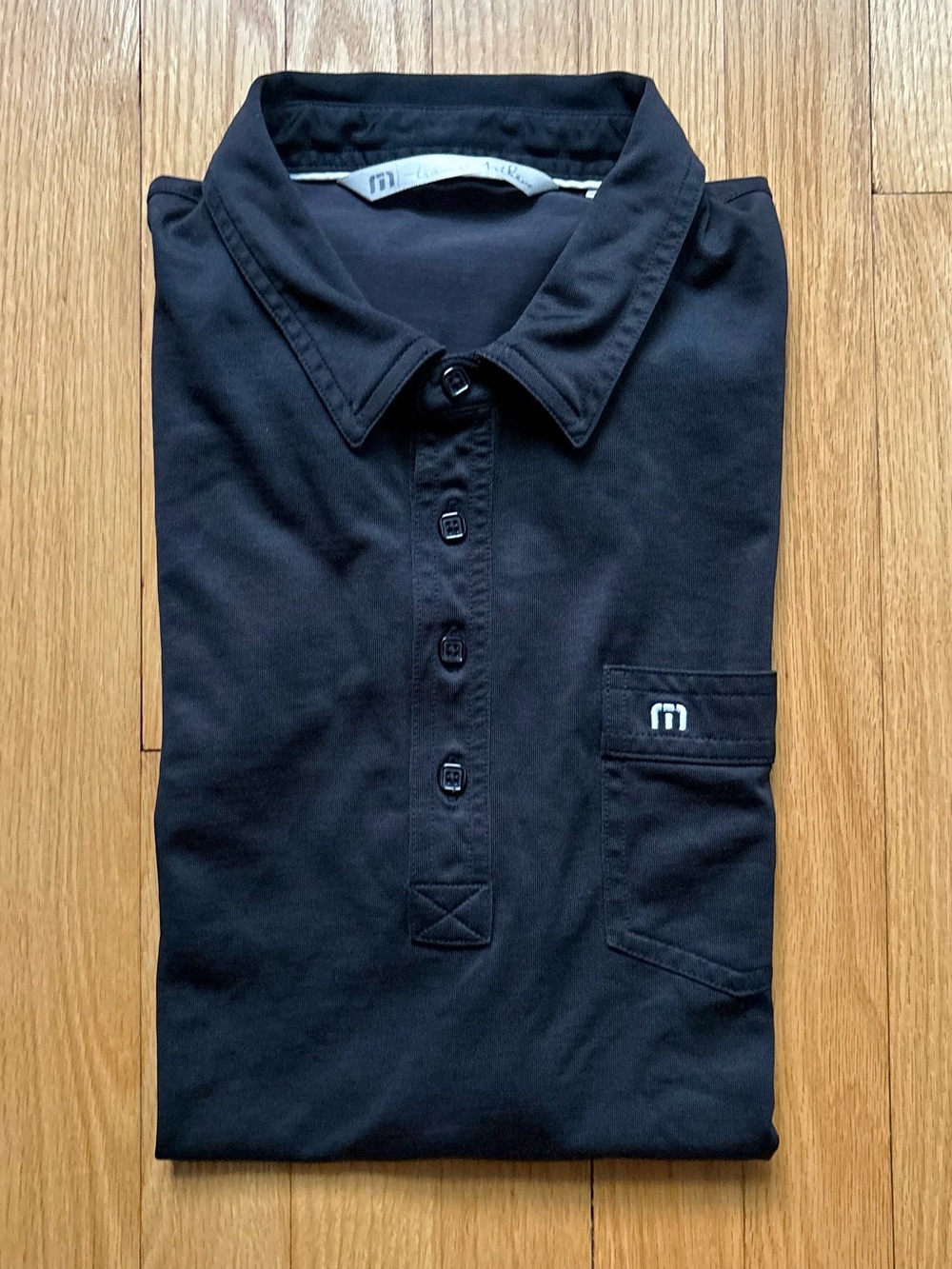 Travis Mathew Mens Short Sleeve Performance Polo Shirt Large Black Solid
